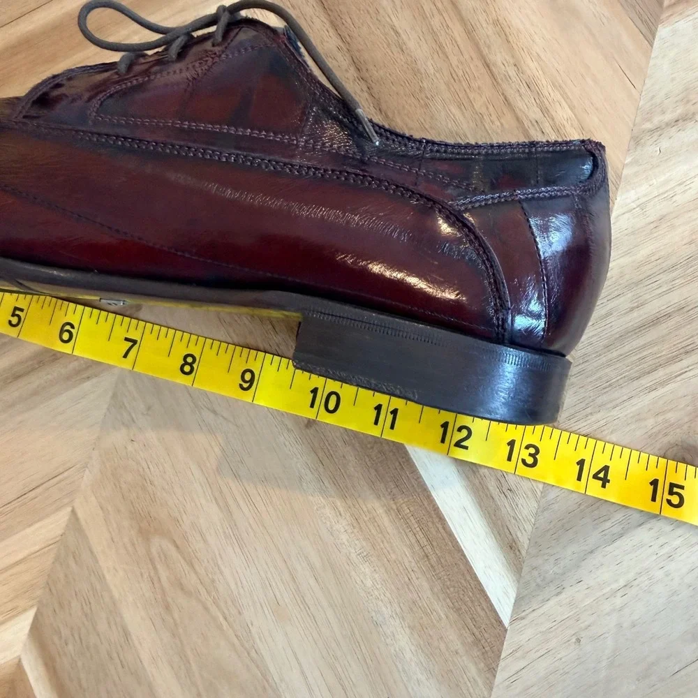 Dolce & Gabbana Mens Eel Skin Pointed Toe Oxford Shoes Burgundy Wine Size 9/42EU